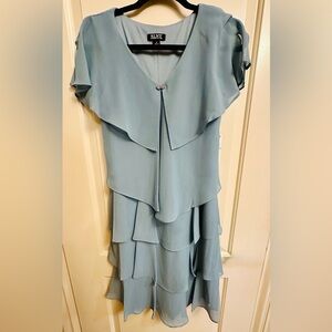 NEW SL Fashions Soft Grey Asymmetrical Layered Dress | Elegant Dresd